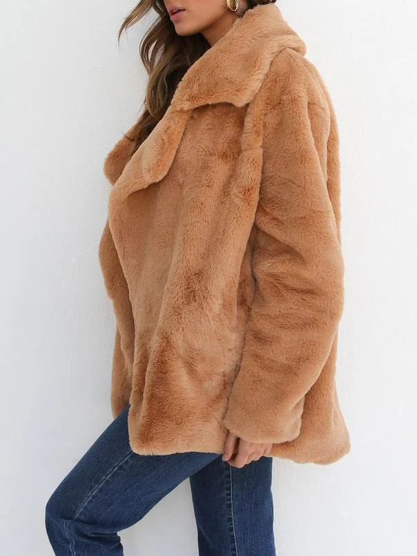 Women's Large Size Large Lapel Cozy Tweed Coat