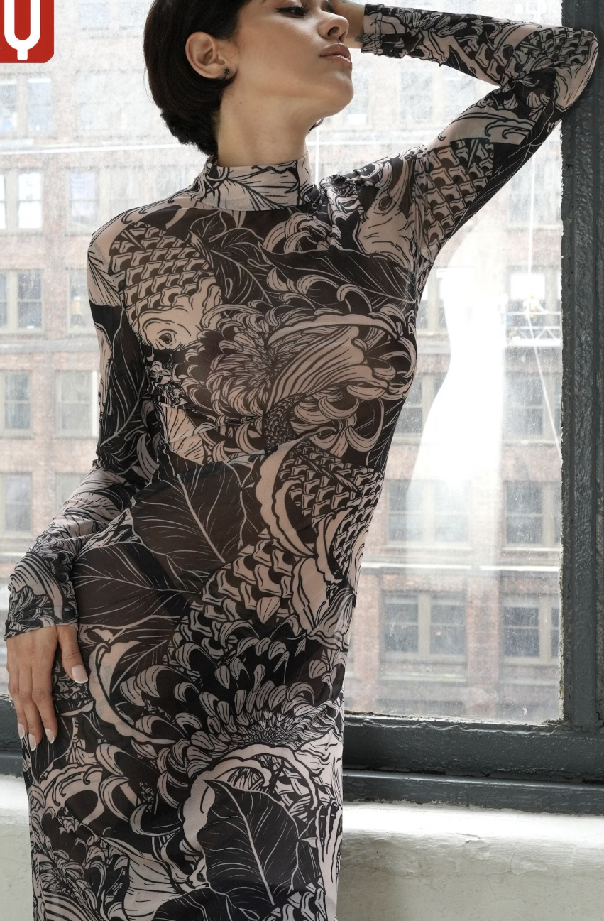 Tight sheer mesh dresses, see-through dresses