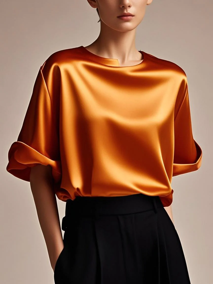Slim Fit Red Patchwork Silk Vest Short Sleeve