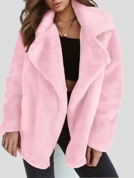 Women's Large Size Large Lapel Cozy Tweed Coat