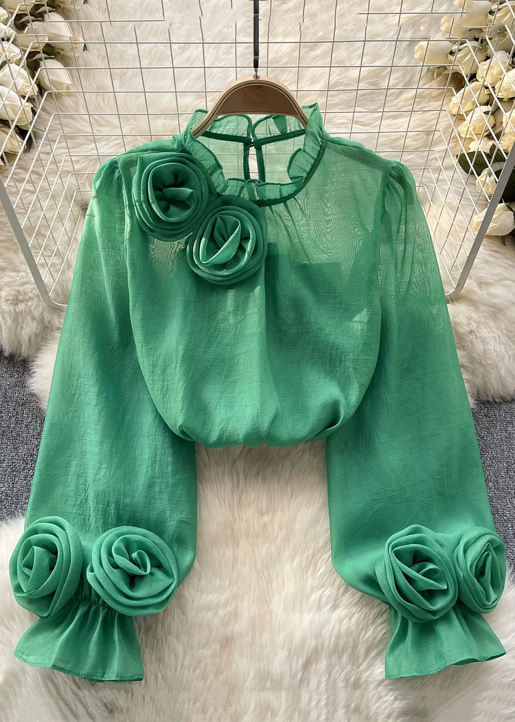 Women's Bright Orange Ruffle Solid Color Long Sleeve Top