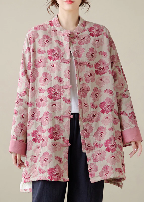 Large Silhouette Printed fFne Cotton Padded Coat