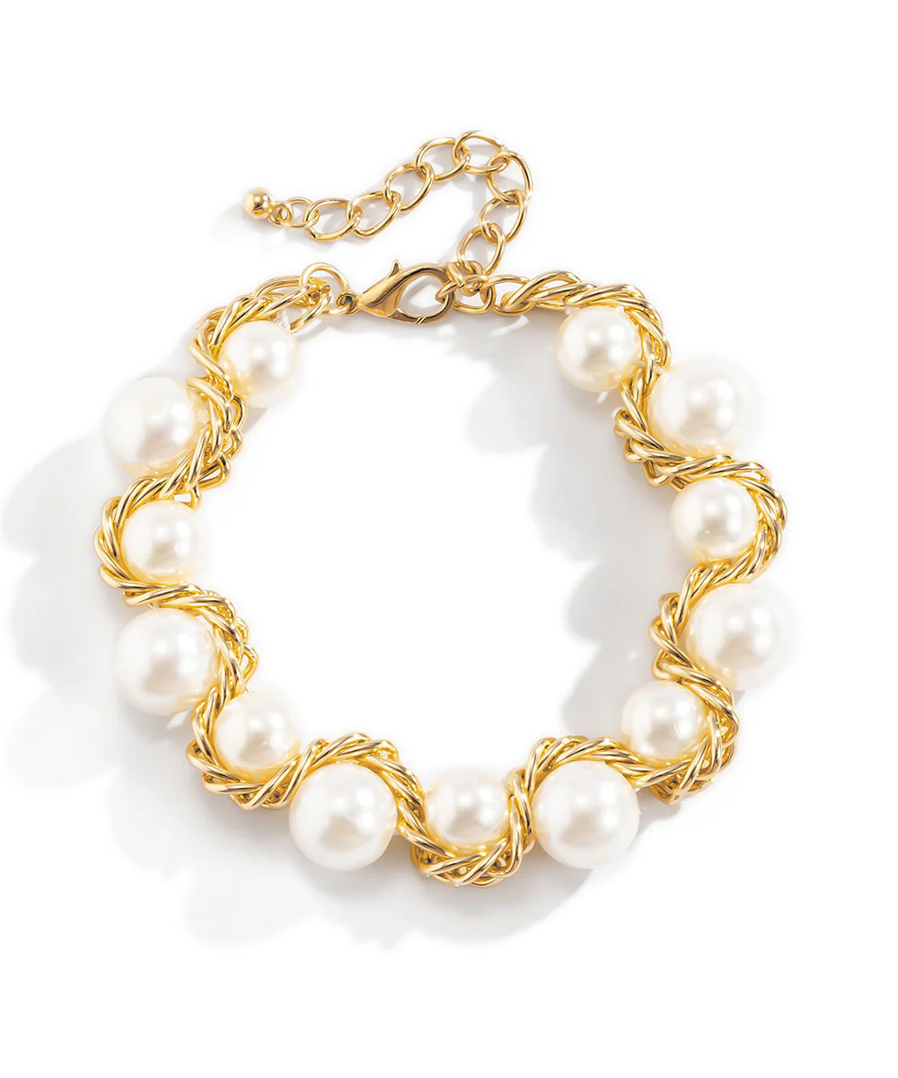 Wind Gold Copper Alloy Pearl Bead Necklace