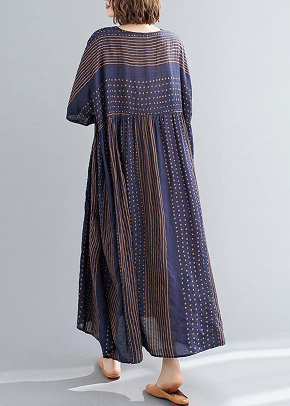 Loose o-neck oversized hem cotton dress