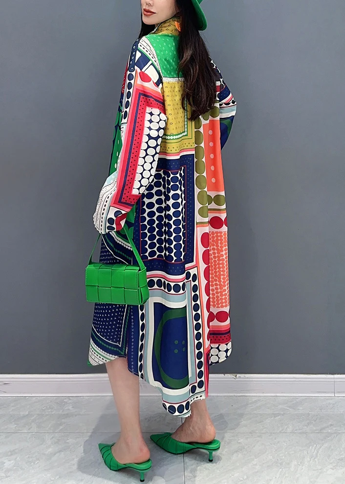 French colorblocked printed cotton shirt dress
