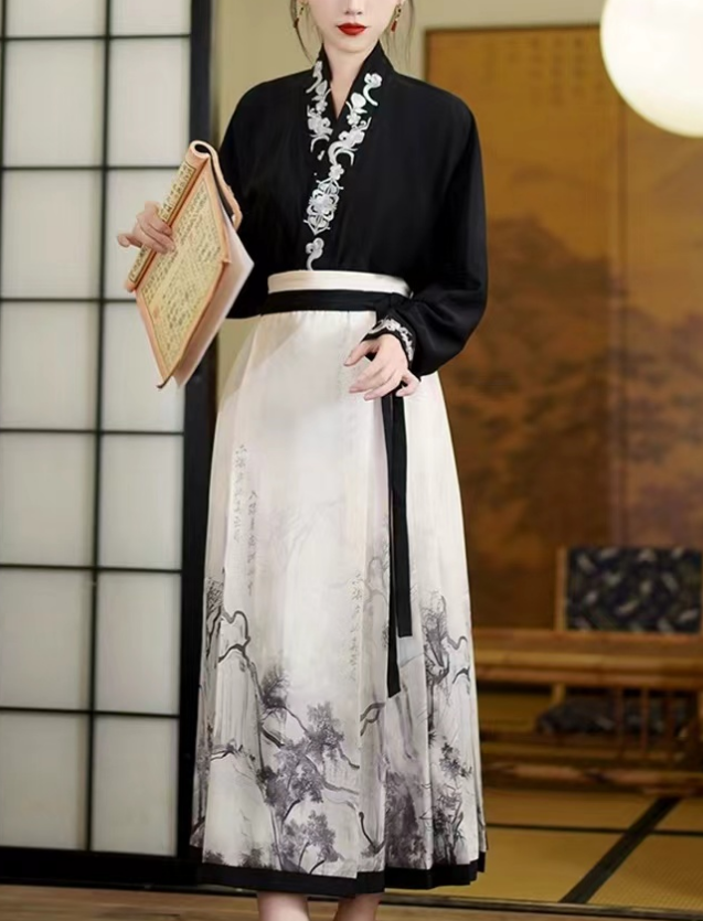 Elegant Printed Ink Pleated Strappy Skirt