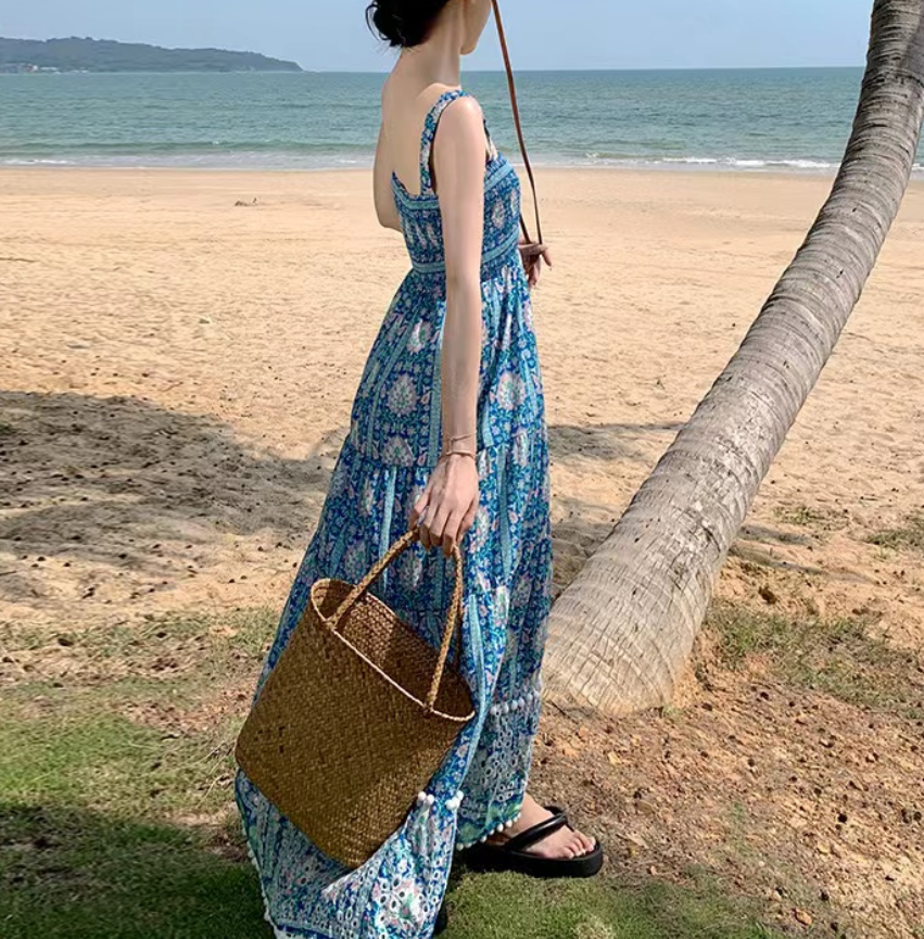 Elegant Cutout Embroidery Beach Halter Long Dresses