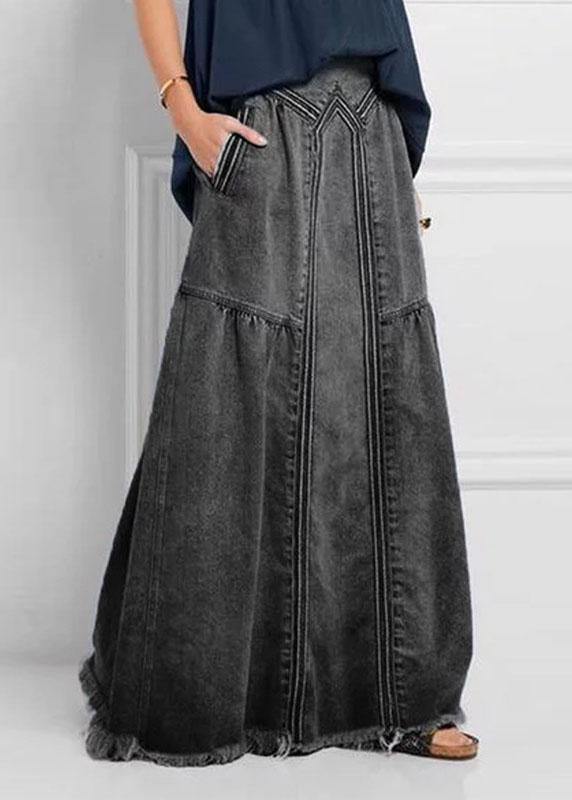 Women's Nostalgia Solid Color Stretch Waist Loose Denim Skirt