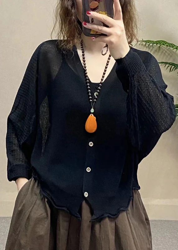 Loose V-Neck Button Cardigan Long Sleeve Shirt Top