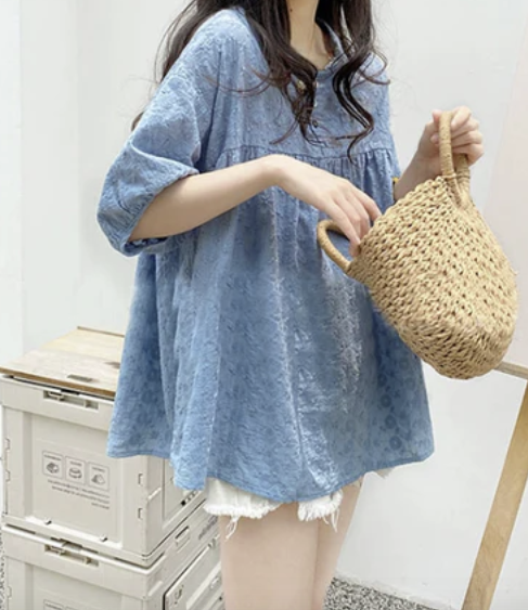 Elegant Round Neck Lace Patchwork Blouse Short Sleeve Top