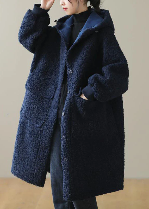 Women's Plus Size Hooded Button Winter Coat