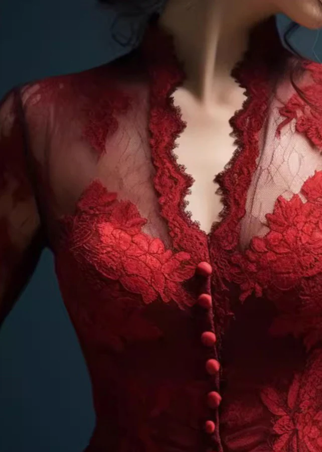 Sexy V-neck Slim Lace Long Sleeve Top