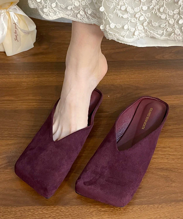 Square Toe Suede Sandals Black