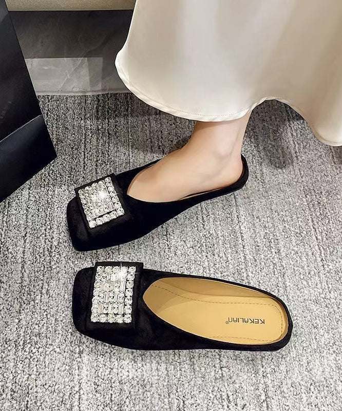 Women's Versatile Yellow Suede Zirconia Sandals