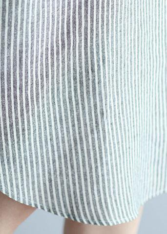 Chic Collar Button Down Short Sleeve Striped Dress