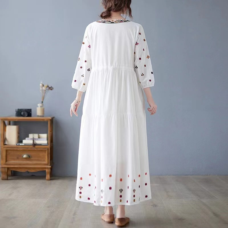 French V-neck beach length dress