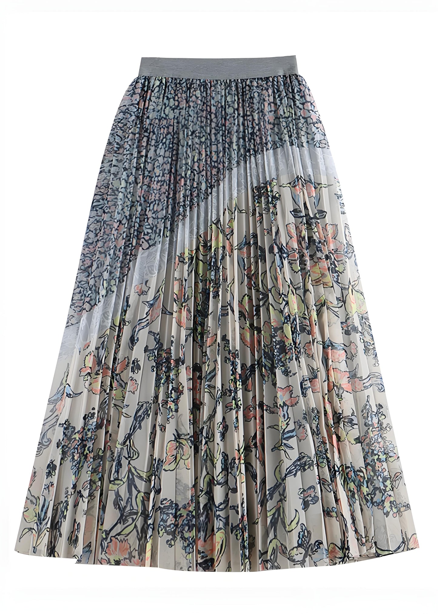 Women's Plus Size Yellow Printed Elastic Waist Tulle Skirt Spring