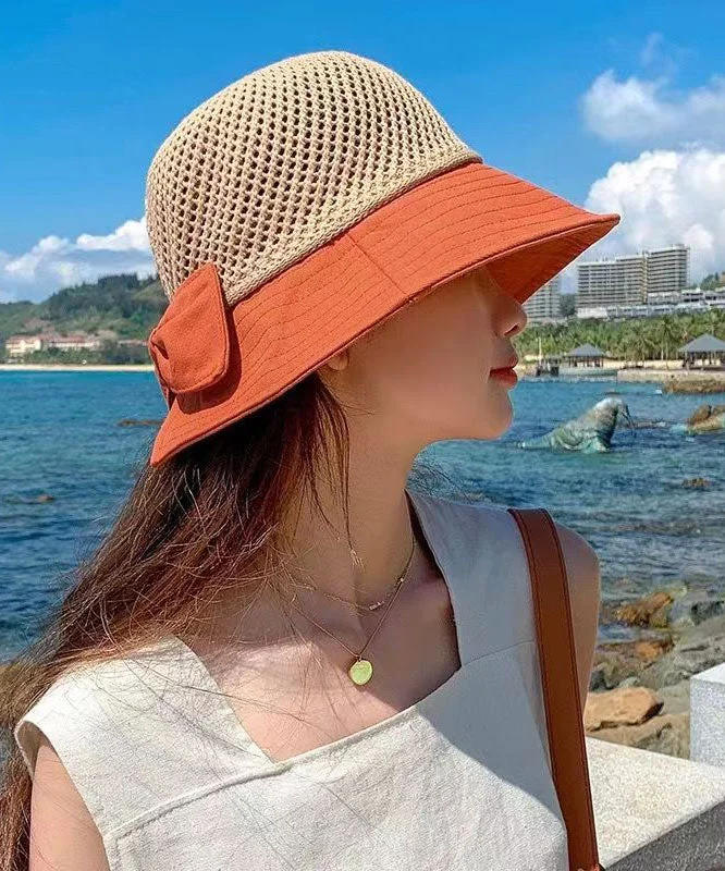 Yellow Patchwork Bow Shade Fisherman's Hat