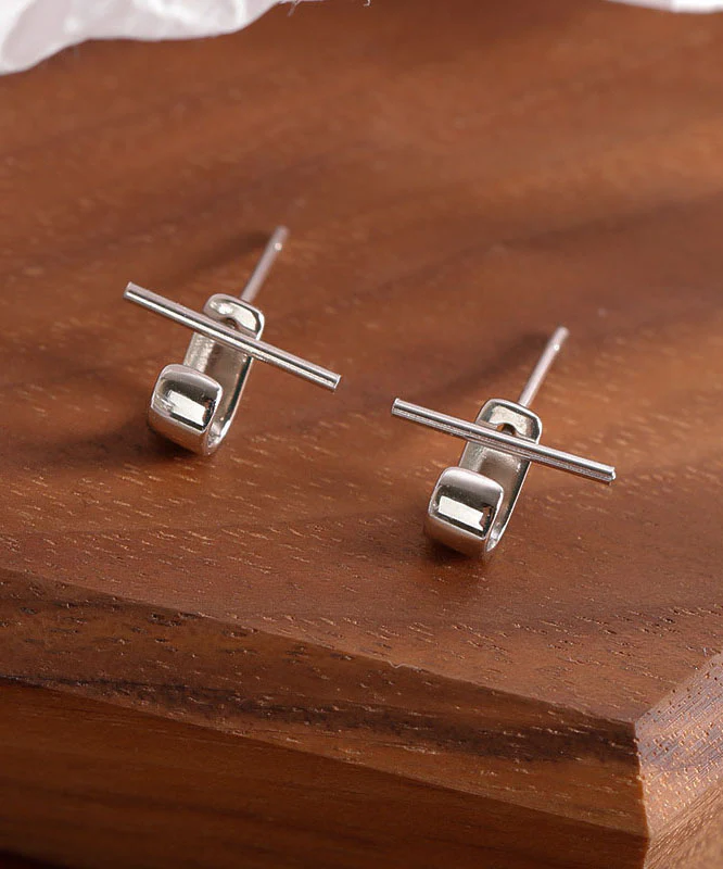Women's Design Silk Sterling Silver Stud Earrings