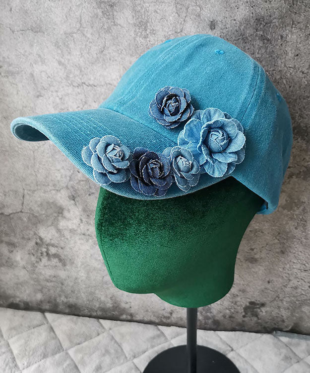 Women's Blue Floral Embellished Cowboy Baseball Cap