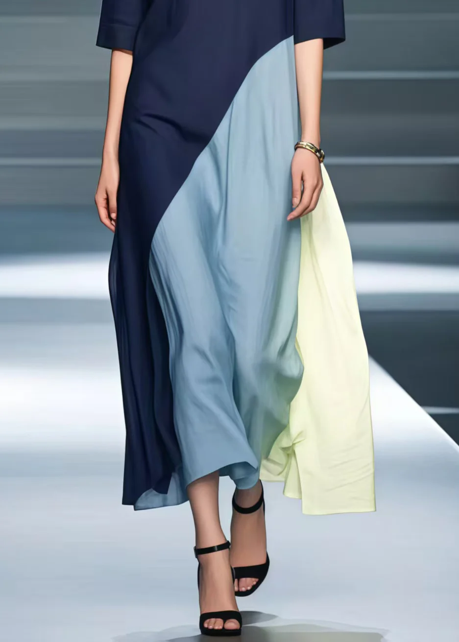 Women's Navy Blue Asymmetric Design Dress