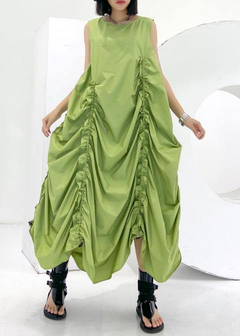 Loose Cotton High Neck Sleeveless Extra Long Dress