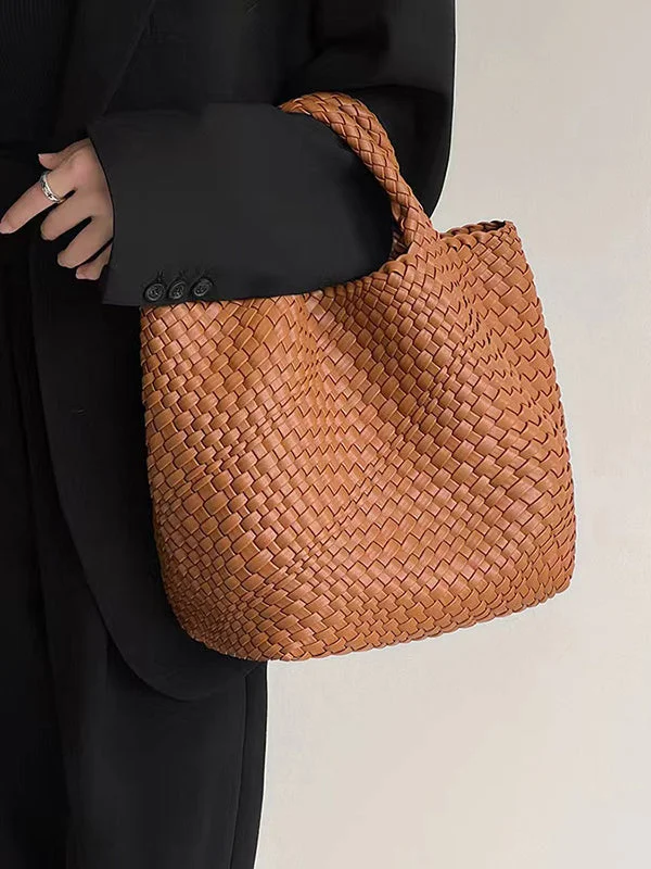 Ladies Beach Holiday Solid Color Woven Tote Bag Tote Bag