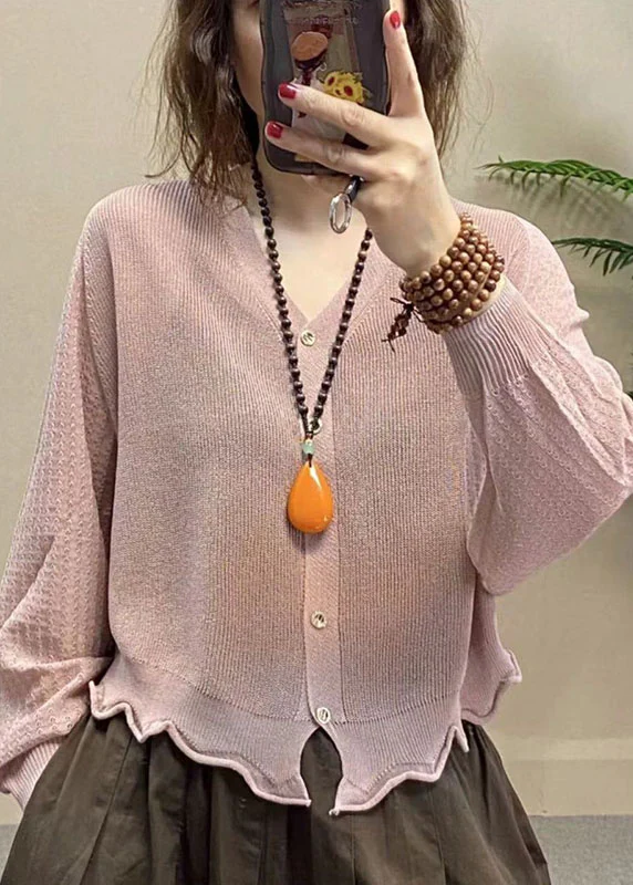 Loose V-Neck Button Cardigan Long Sleeve Shirt Top