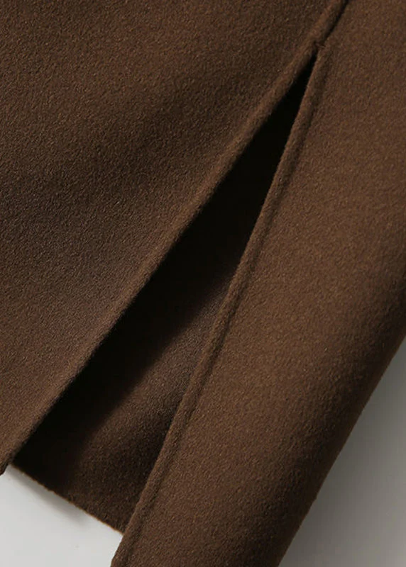 Women's Pocket Patchwork Zipper High Waisted Wool Skirt