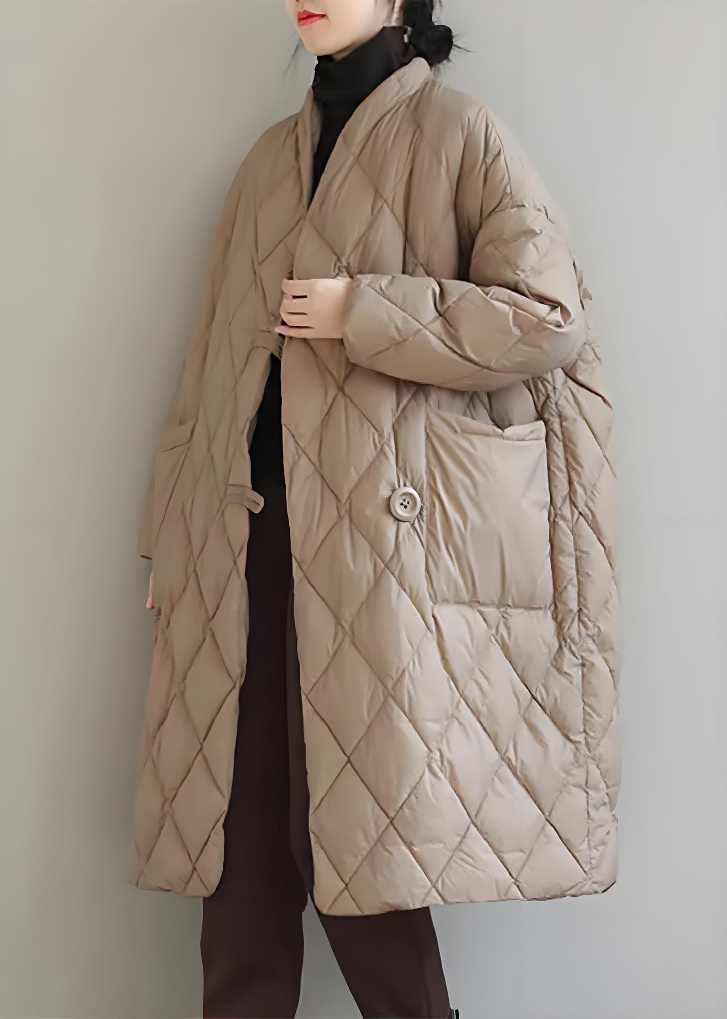 Casual Women's Red Standing Collar Solid Color Large Pocket Padded Down Jacket