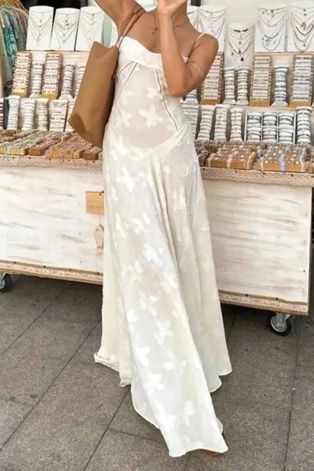 Women's Floral Jacquard Tassel Long Dress Summer