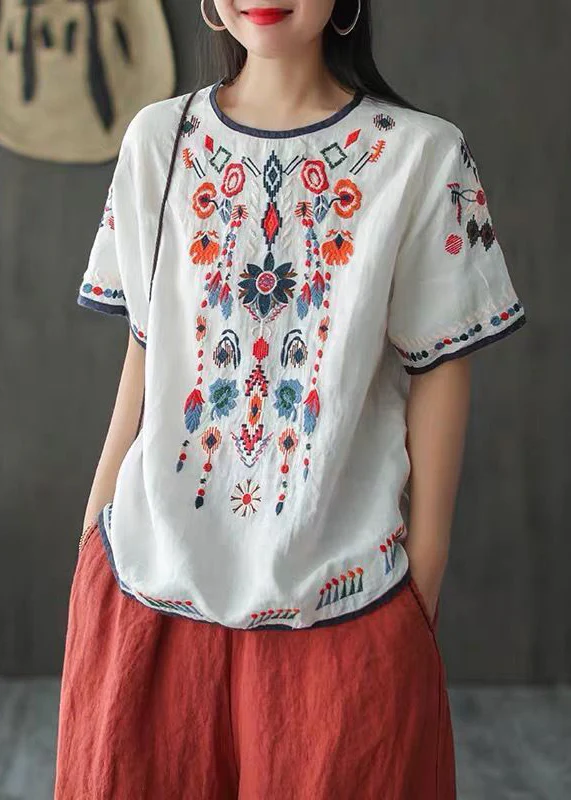Women's Bohemian White Embroidery Cotton Summer
