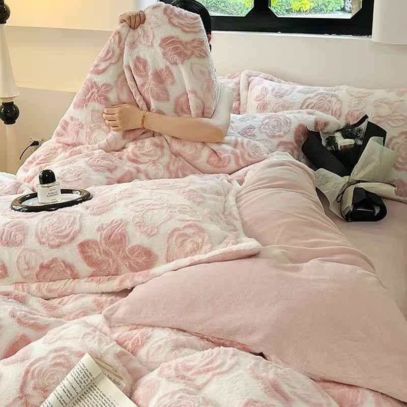 Falling leaves flowers thickened padded bedding winter