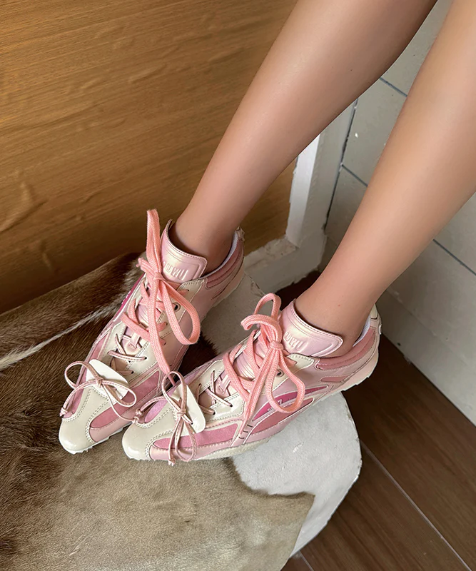 Women's Silver Faux Leather Lace Up Patchwork Jersey Pointed Toe Sneakers