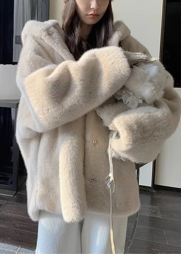 Pocket Button Mink Hoodie Jacket Long Sleeve