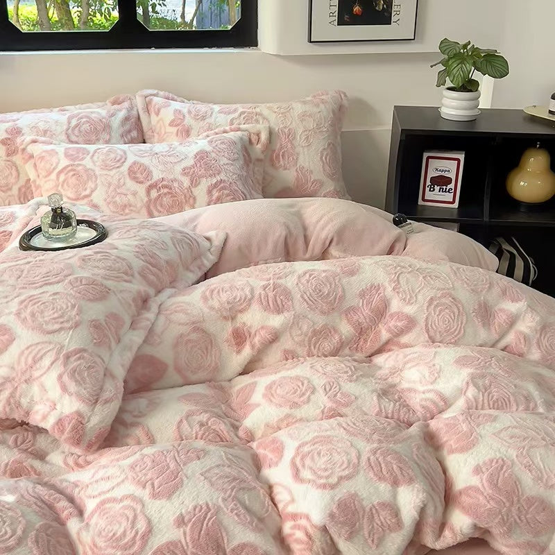Falling leaves flowers thickened padded bedding winter