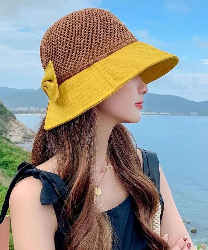 Yellow Patchwork Bow Shade Fisherman's Hat