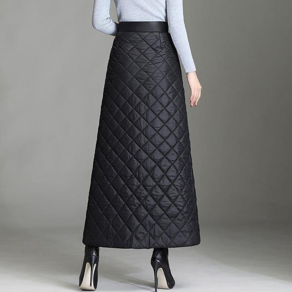 Feathered Cotton High Waisted Long Skirt