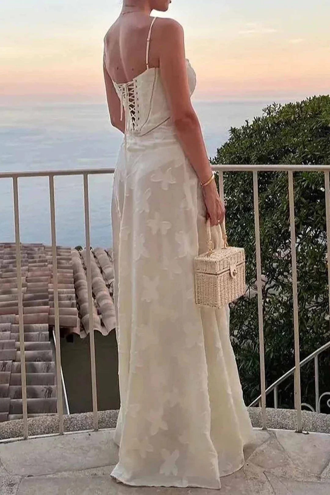 Women's Floral Jacquard Tassel Long Dress Summer