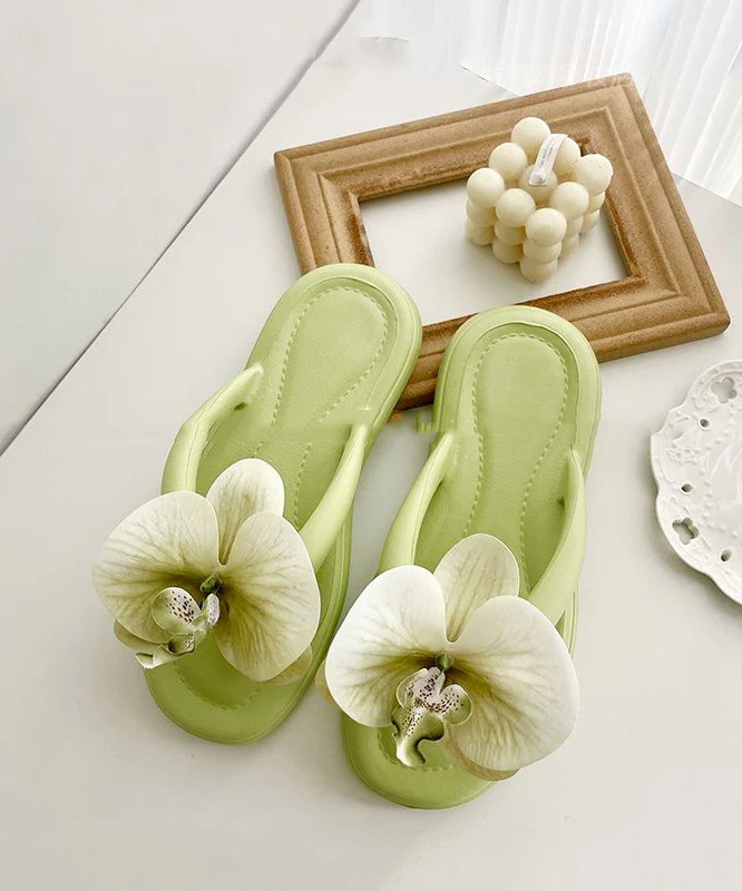 Boho Green Cozy Flip Flops