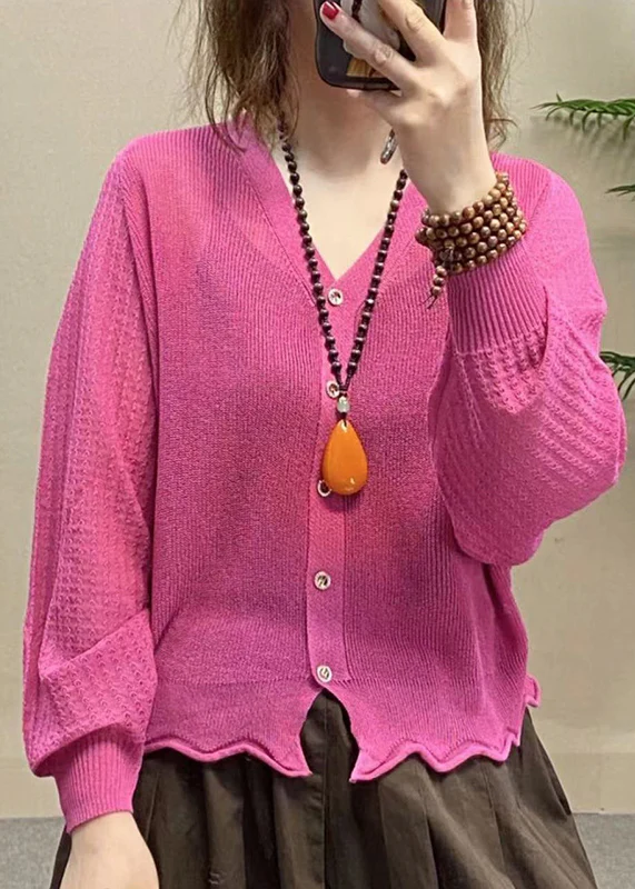 Loose V-Neck Button Cardigan Long Sleeve Shirt Top