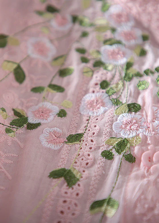 Women's Pink Embroidered Cotton Top