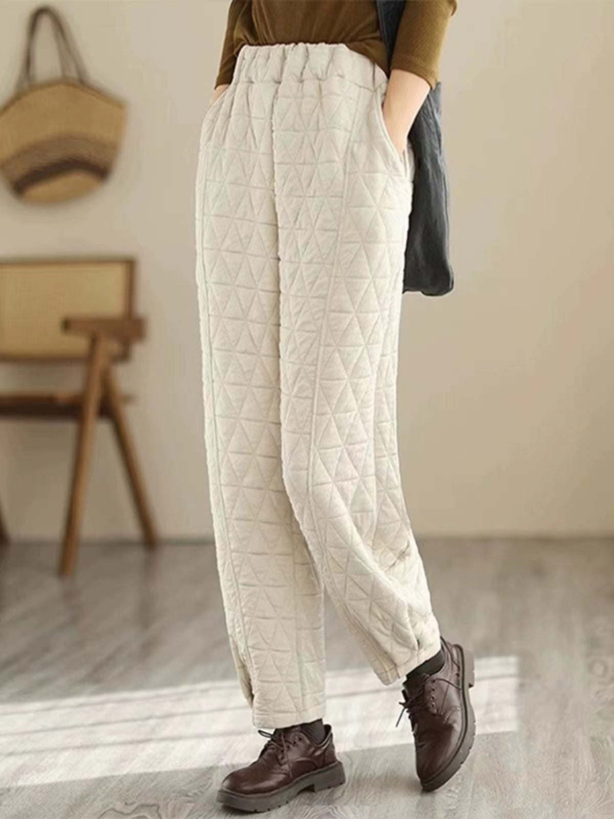 Loose High Waisted Warm Fleece Lantern Pants