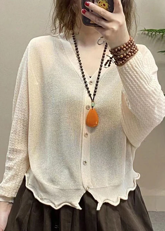 Loose V-Neck Button Cardigan Long Sleeve Shirt Top