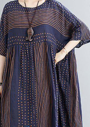 Loose o-neck oversized hem cotton dress