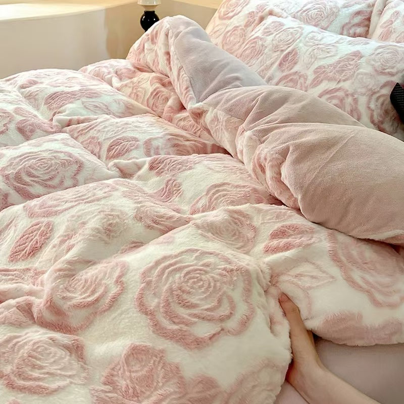 Falling leaves flowers thickened padded bedding winter