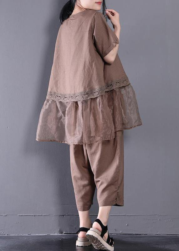Women's Casual Beach Khaki Two Piece Set