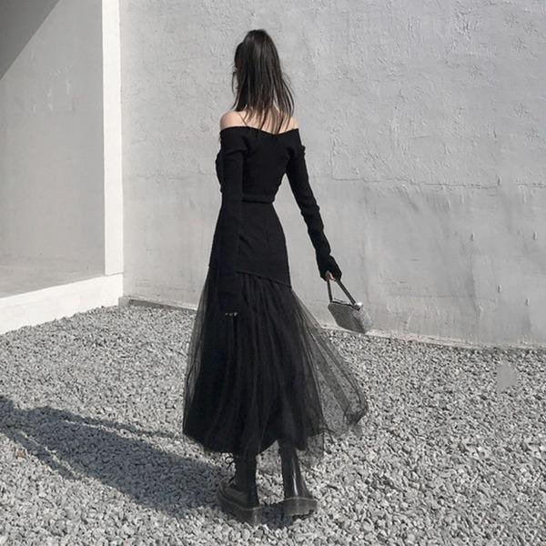 Original Fashion High Waist Mesh Patchwork Half Body Skirt