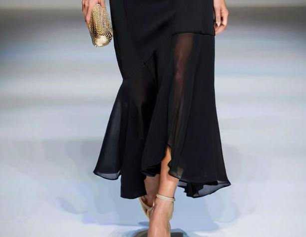 Fashion Italian Black V Neck See Through Long Dress Summer Spring