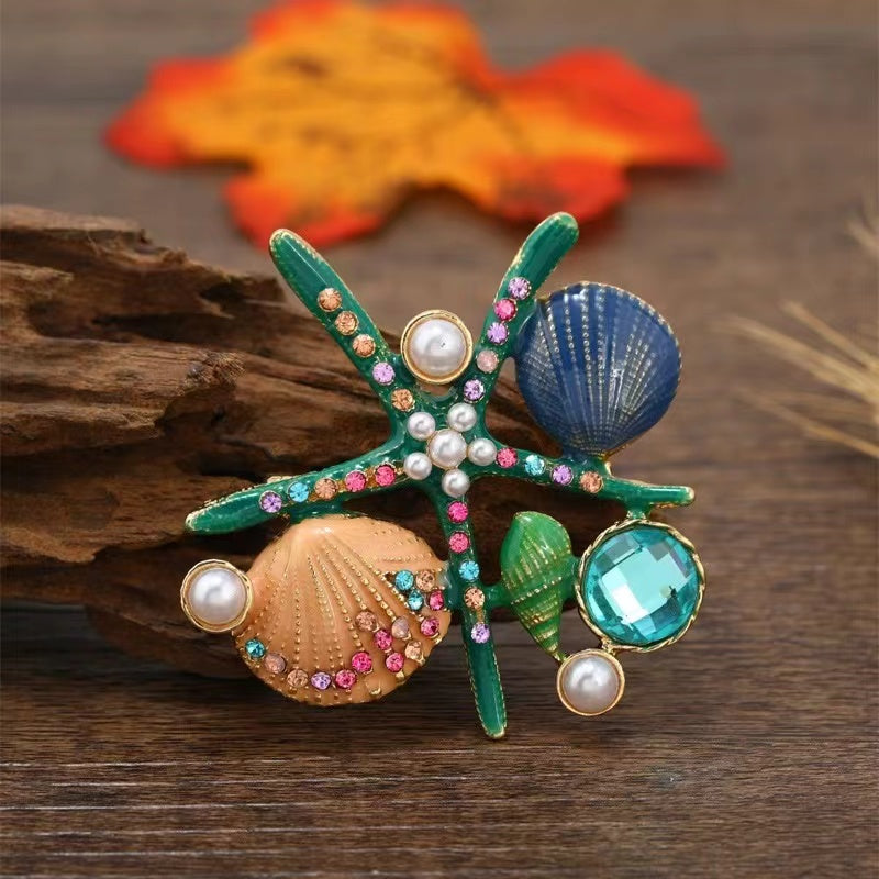 Chic Star Scallop Brooch Alloy Personalized Pins